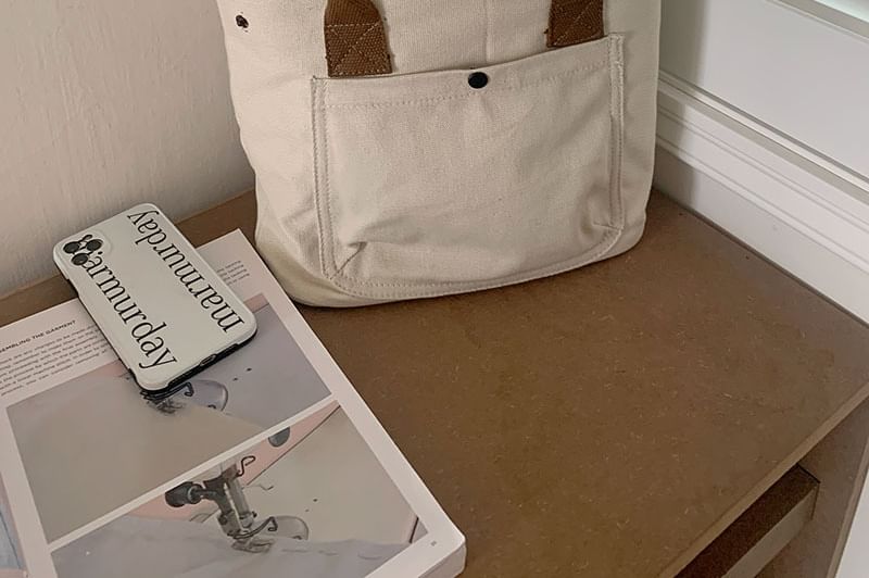 Bag Contrast Strap Canvas Tote