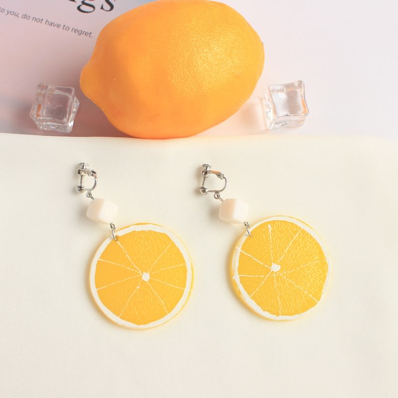 / Drop On Earring Clip Slice Lemon