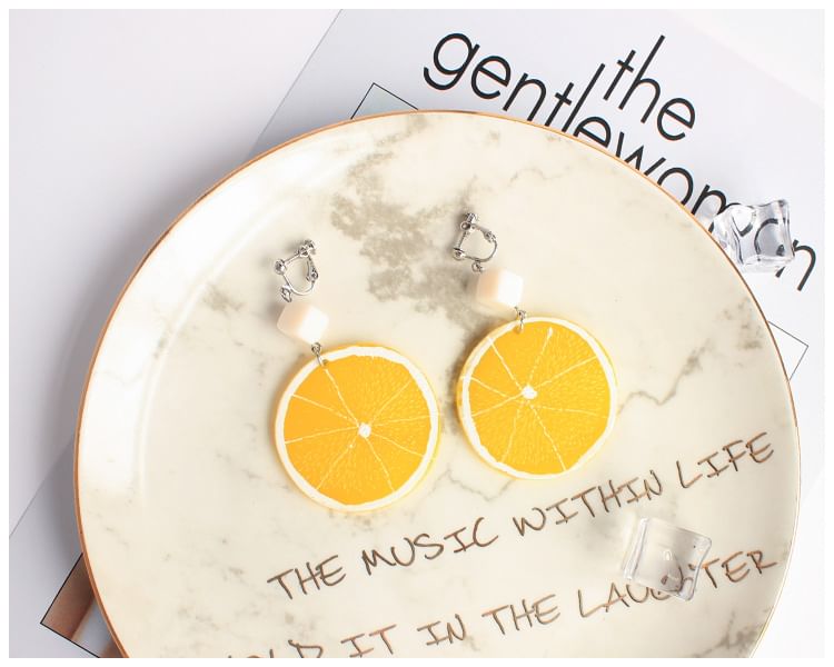 / Drop On Earring Clip Slice Lemon