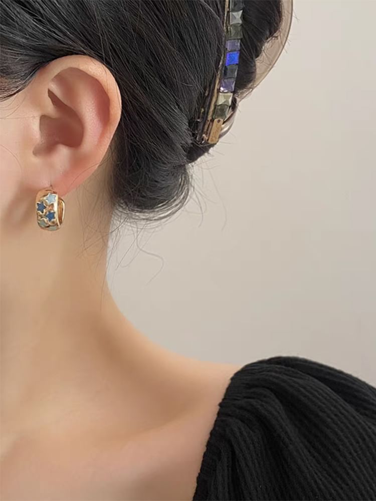 Earring Half Pattern Hoop Star