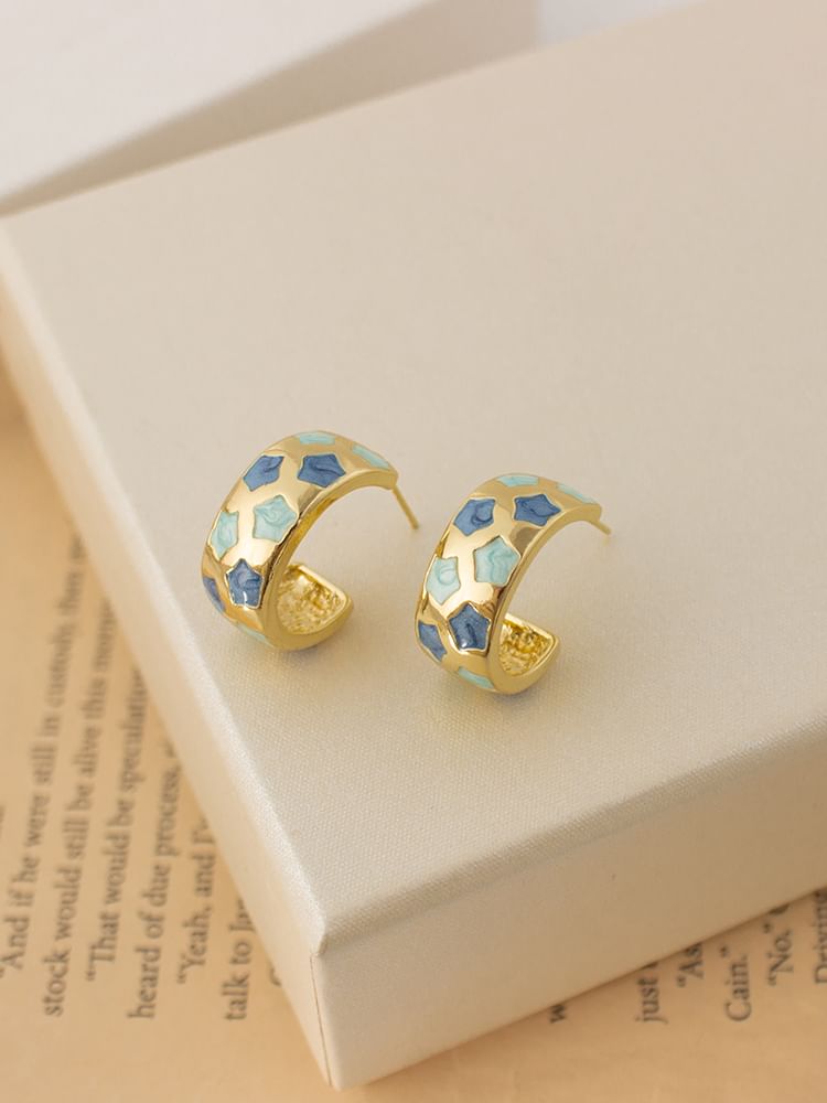 Earring Half Pattern Hoop Star