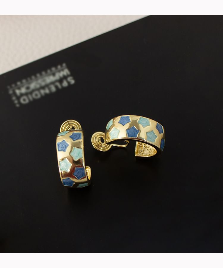 Earring Half Pattern Hoop Star