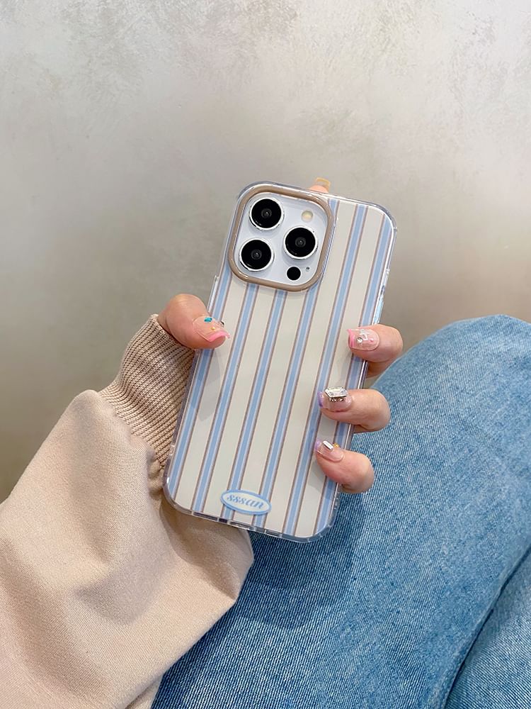 Striped Bow / Faux Pearl Phone Set Decoration Case Adhesive