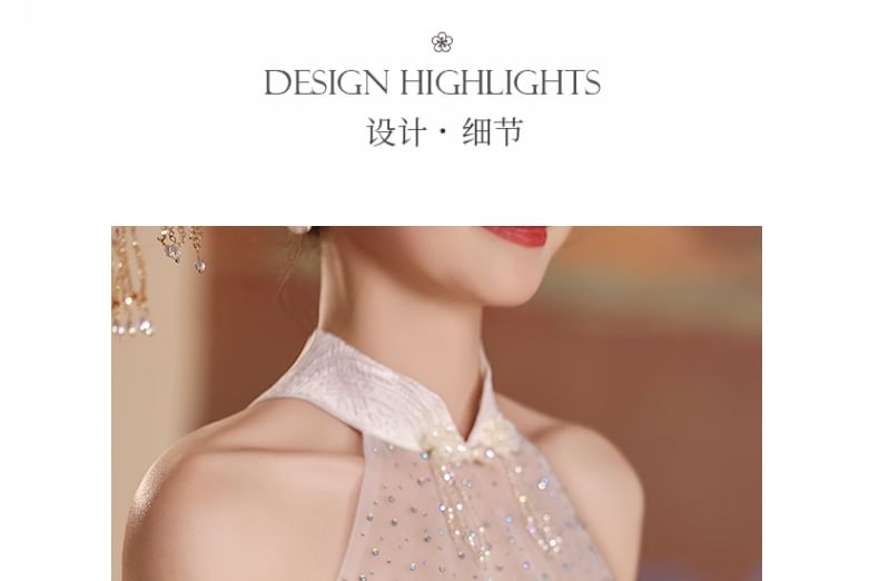 A-Line Cold-Shoulder Asymmetrical Halter Dress Wedding