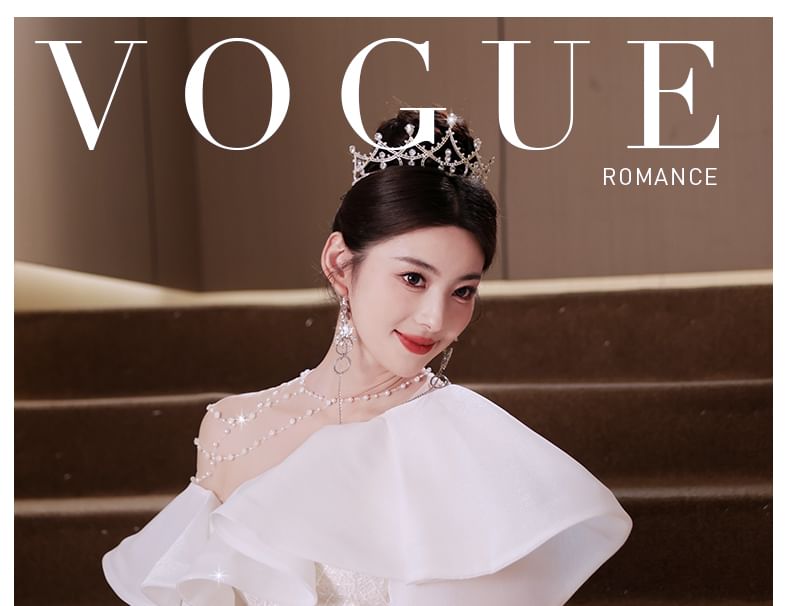 Beaded Sequin Mermaid Short-Sleeve Ruffle Gown Trim Evening