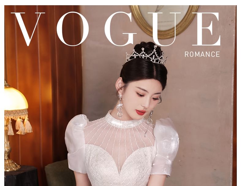 Wedding Gown Mermaid Beaded Short-Sleeve Sequin