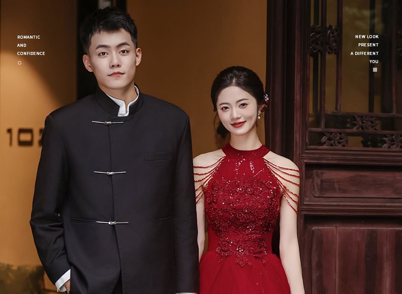 Sequin Layered Evening Sleeveless A-Line Gown