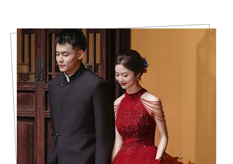 A-Line Layered Sleeveless Evening Gown Sequin