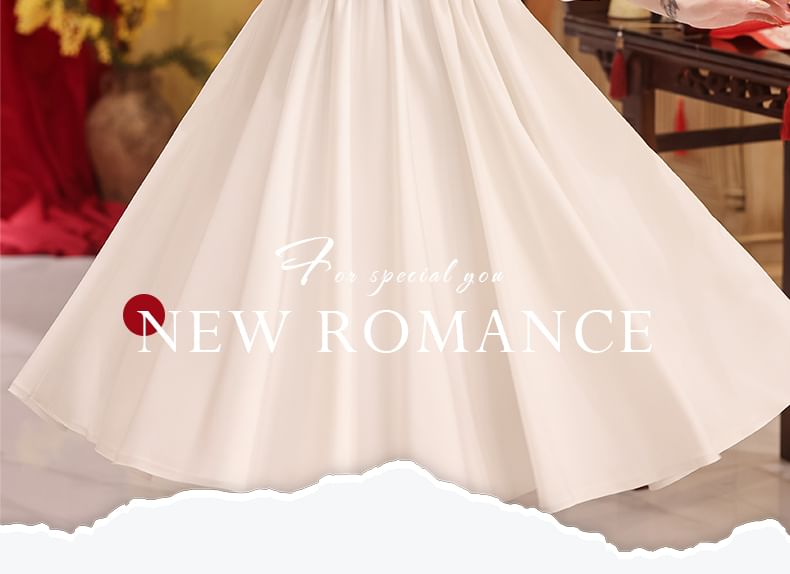 A-Line Square Neck Midi Ruffle Plain Cocktail Trim 3/4-Sleeve