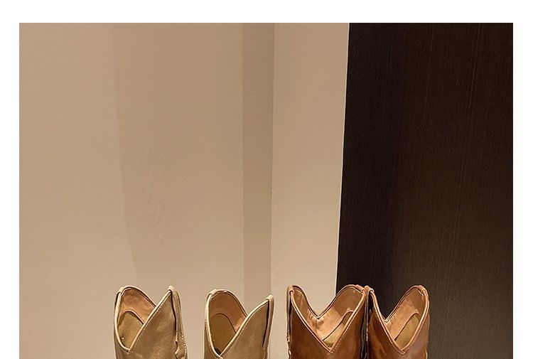 Faux Leather Chunky Boots Tall Heel