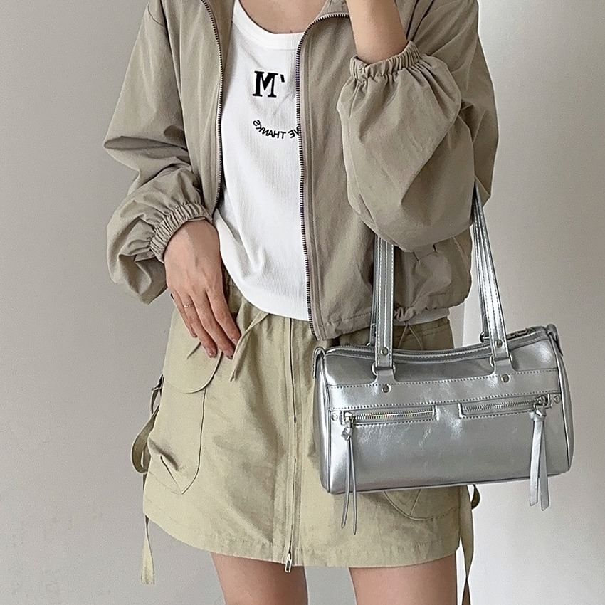 Plain Faux Tote Leather Bag