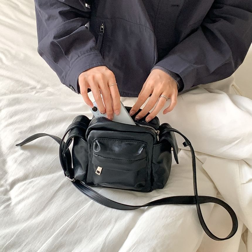 Plain Leather Bag Faux Crossbody