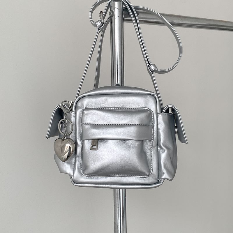 Plain Leather Bag Faux Crossbody