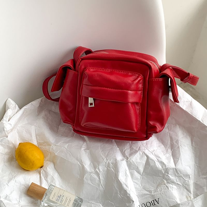 Plain Leather Bag Faux Crossbody