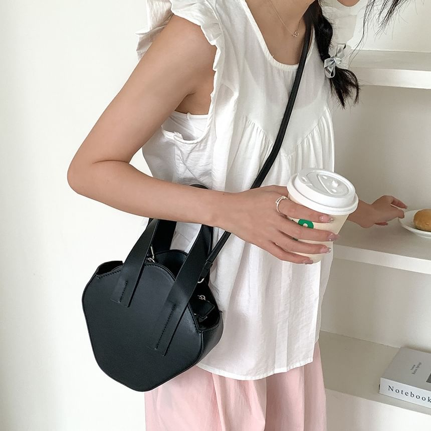 Top Leather Faux Bag Handle Crossbody Plain