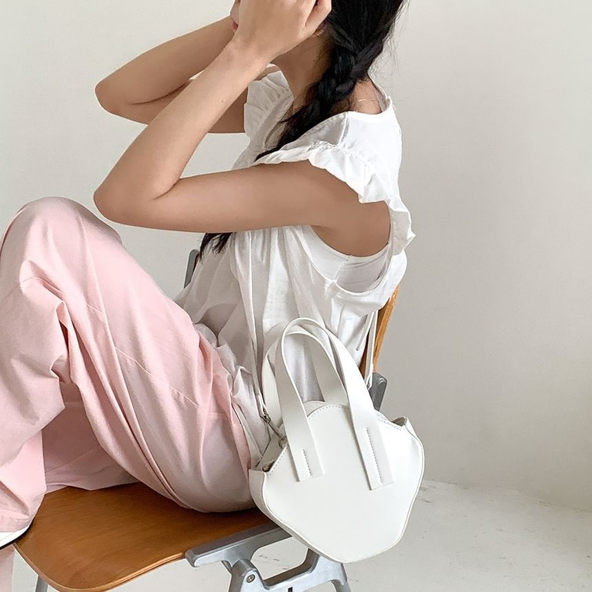 Top Leather Faux Bag Handle Crossbody Plain