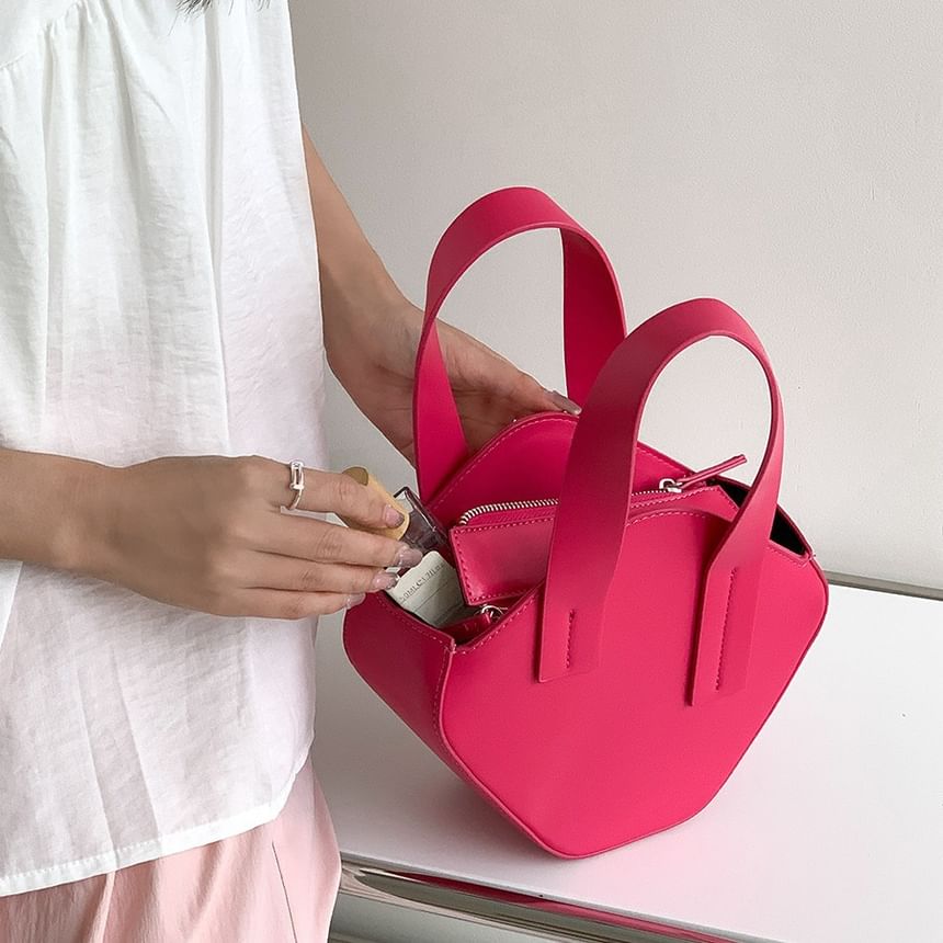 Top Leather Faux Bag Handle Crossbody Plain