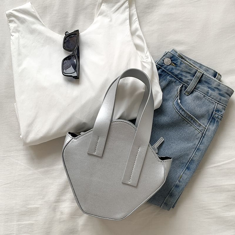 Top Leather Faux Bag Handle Crossbody Plain