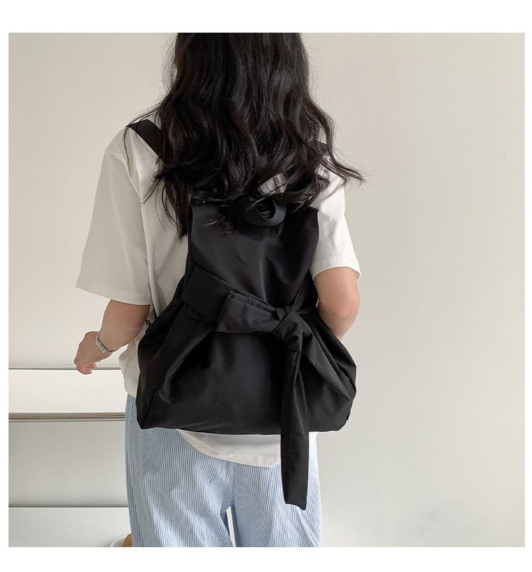 Nylon Flap Bow Backpack Plain