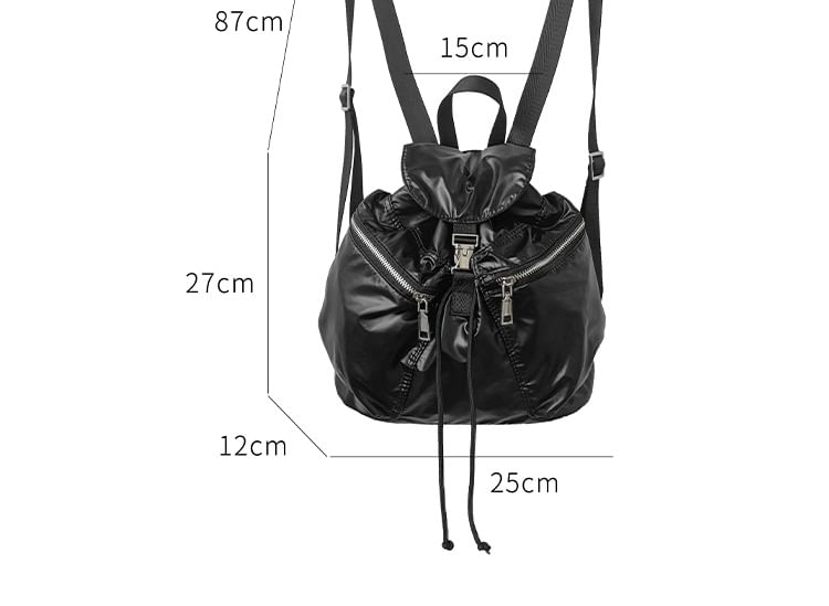 Plain Buckled Backpack Drawstring
