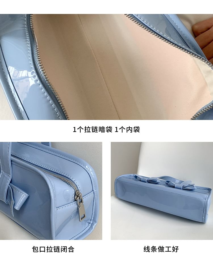 Bag Accent Patent Shoulder Bow Leather Plain