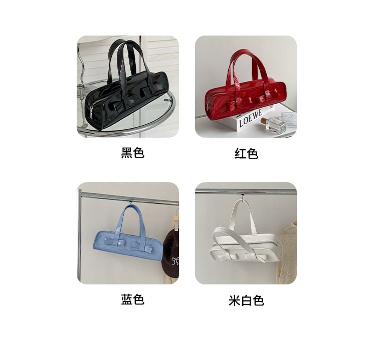 Bag Accent Patent Shoulder Bow Leather Plain