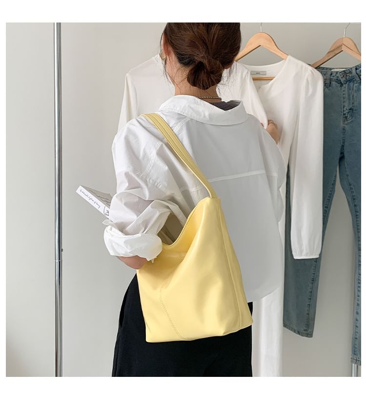 Faux Bag Tote Leather Plain