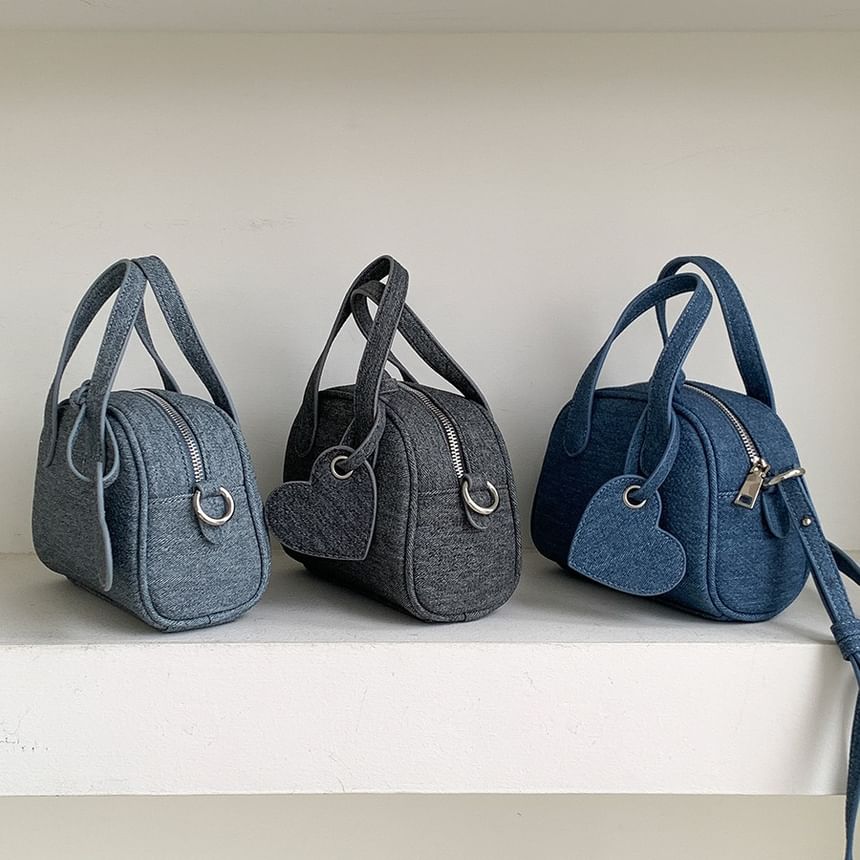 Set: Bowler + Charm Denim Bag