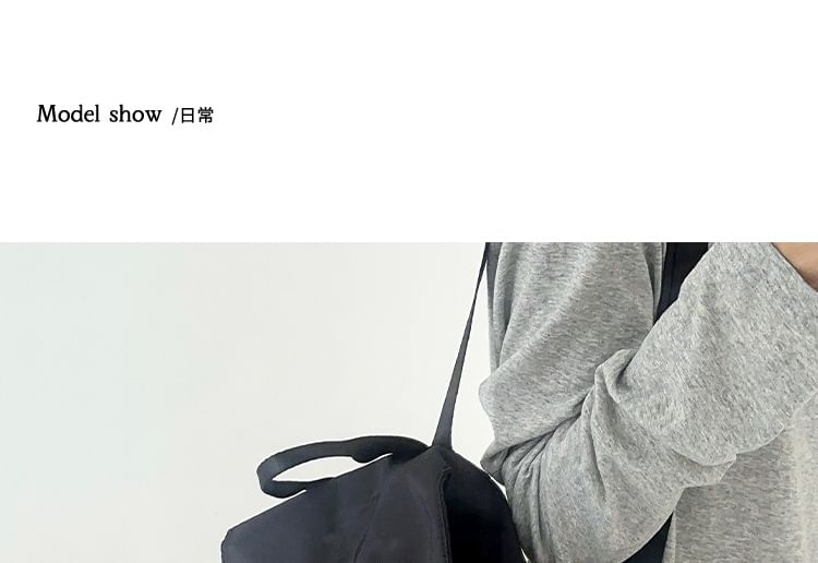 Flap Accent Plain Nylon Drawstring Bow Backpack