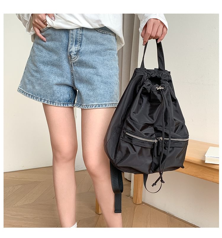 Drawstring Backpack Plain Nylon