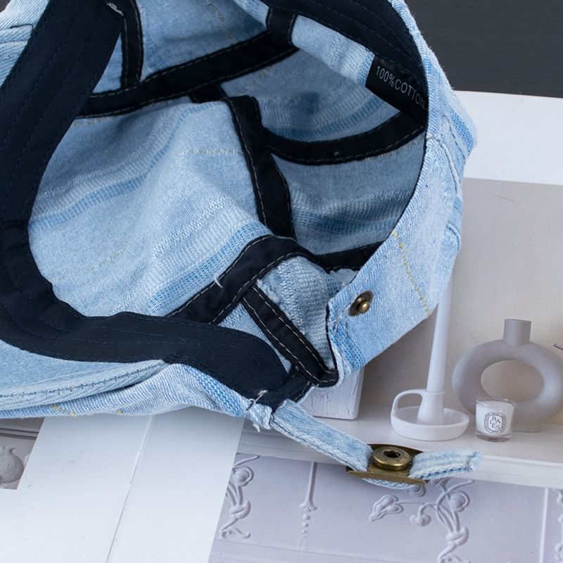 Denim Cap Washed Striped Flat