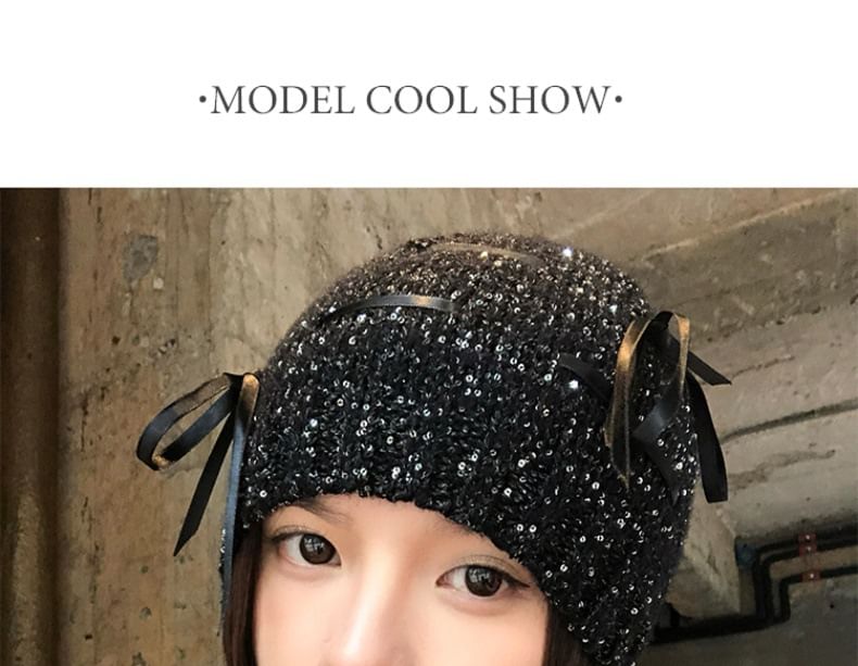 Bow Beanie Sequin