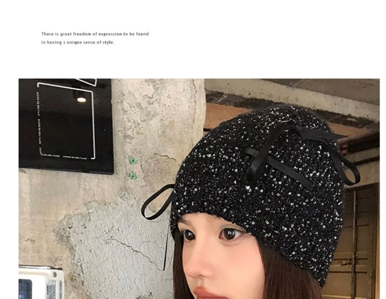 Bow Beanie Sequin