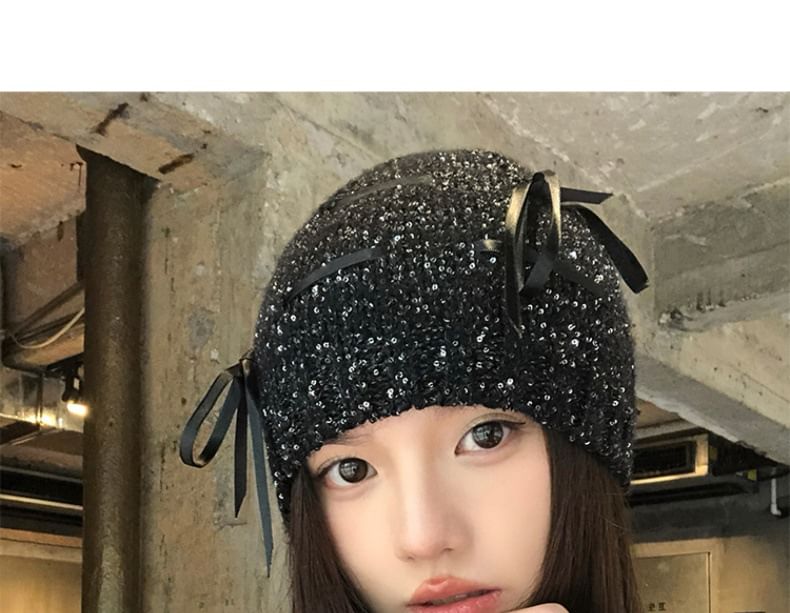 Bow Beanie Sequin