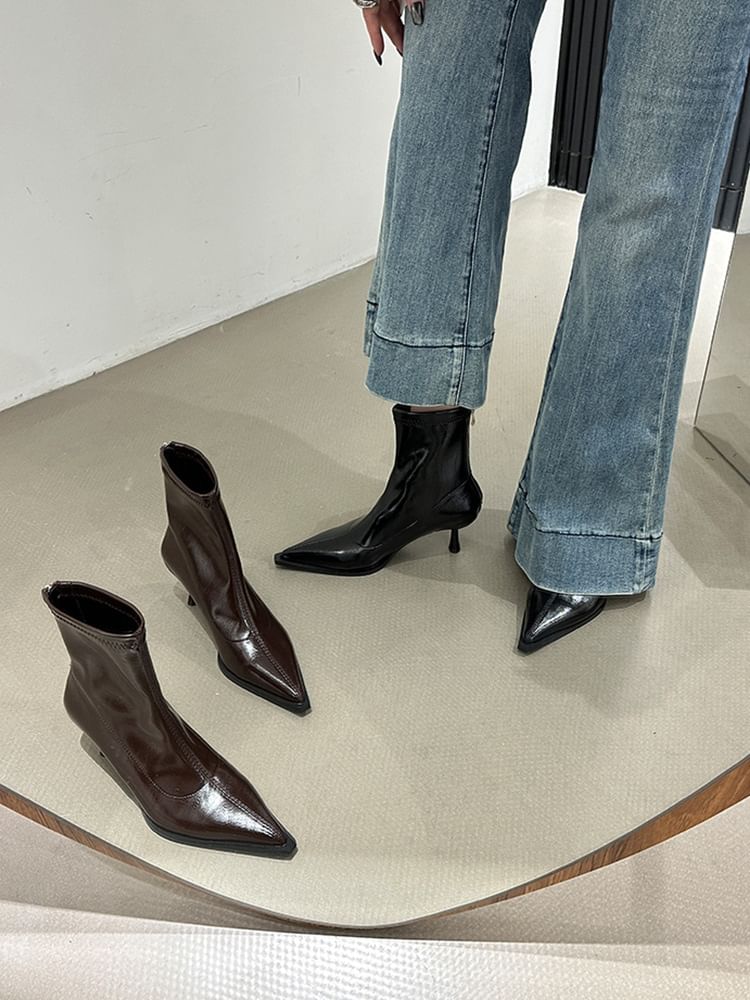 Short Pointy Boots Stiletto Heel