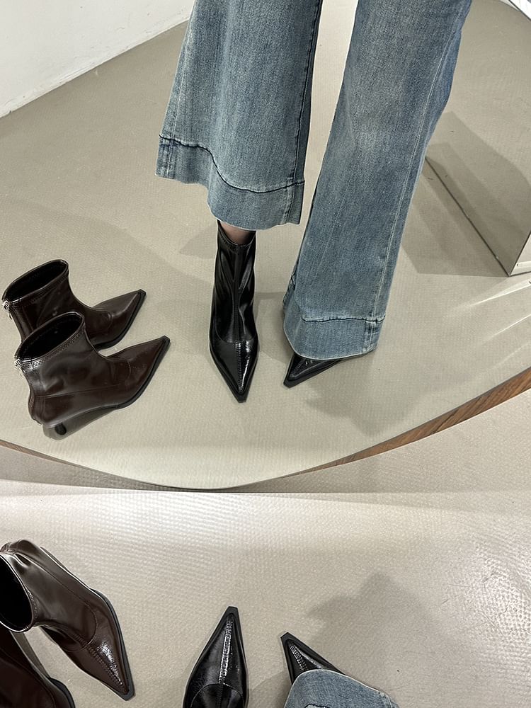 Short Pointy Boots Stiletto Heel