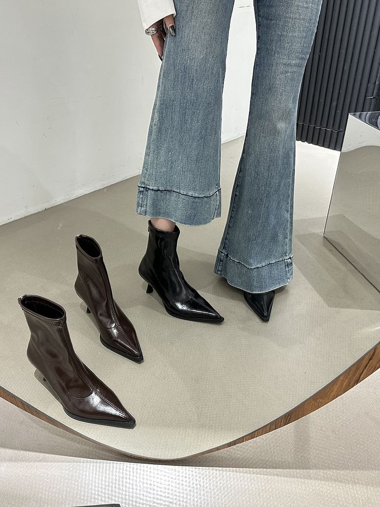 Short Pointy Boots Stiletto Heel