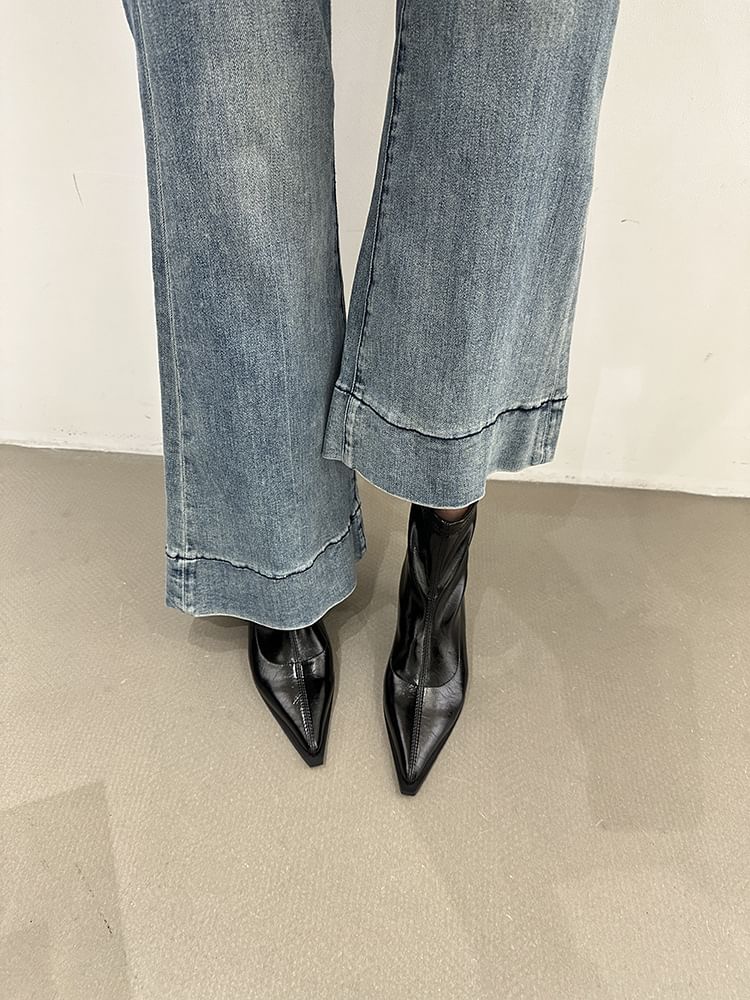 Short Pointy Boots Stiletto Heel