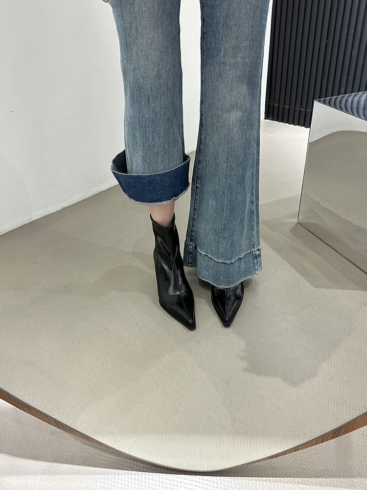 Short Pointy Boots Stiletto Heel