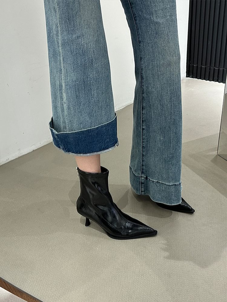 Short Pointy Boots Stiletto Heel