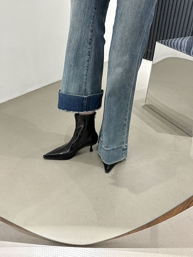 Short Pointy Boots Stiletto Heel