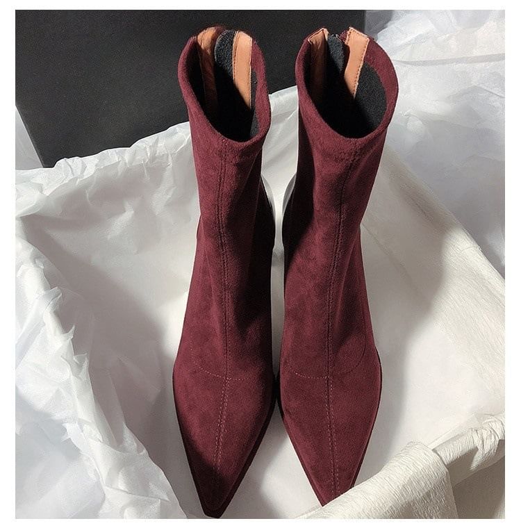 Boots Pointy Short Heel Chunky