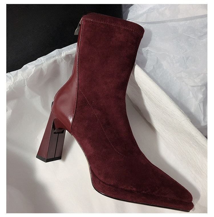 Boots Pointy Short Heel Chunky
