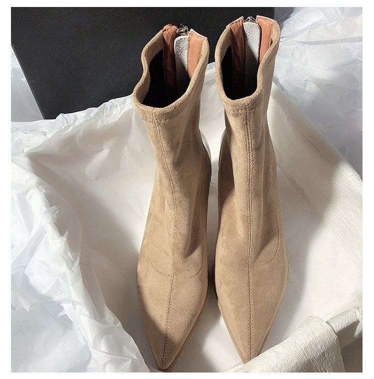 Boots Pointy Short Heel Chunky