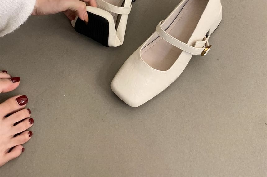 Jane Square-Toe Shoes Chunky Mary Heel