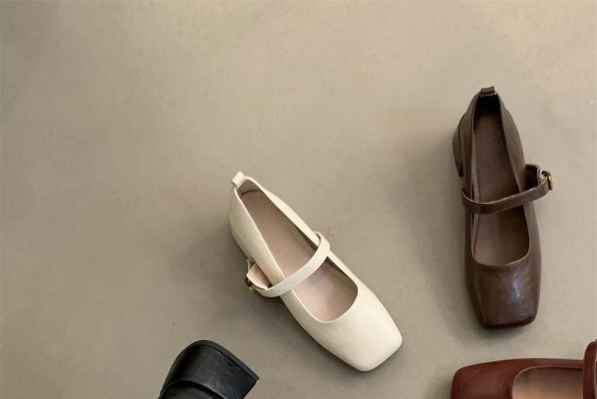 Jane Square-Toe Shoes Chunky Mary Heel