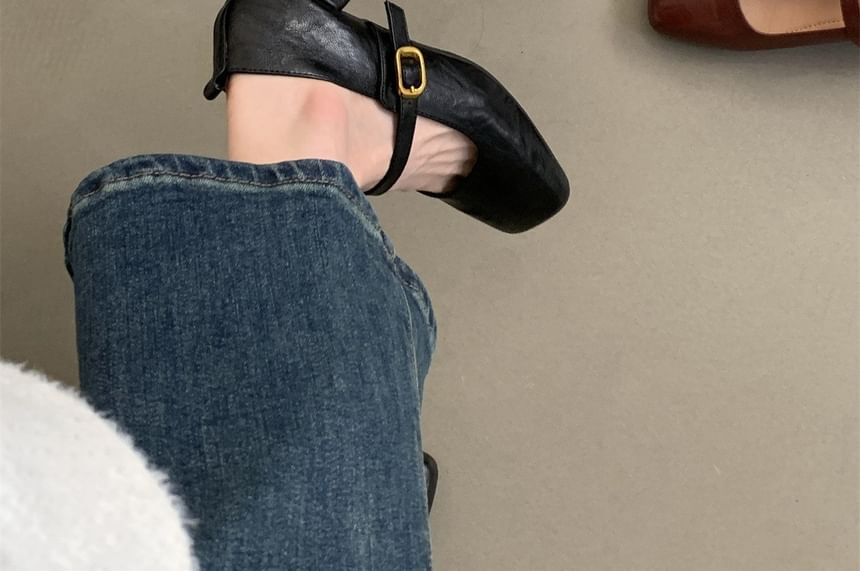 Jane Square-Toe Shoes Chunky Mary Heel