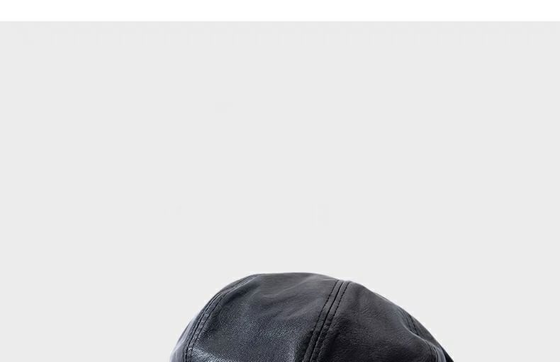 Faux Cap Plain Leather Newsboy