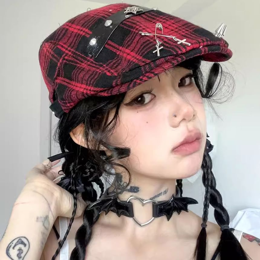 Pin Newsboy Accent Plaid Cap