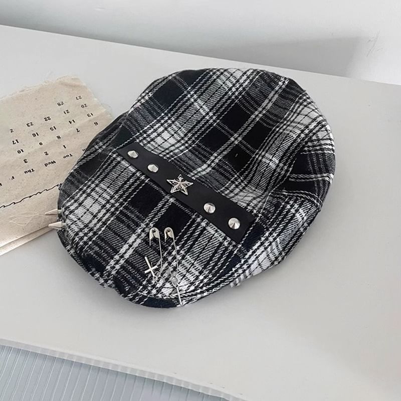 Pin Newsboy Accent Plaid Cap